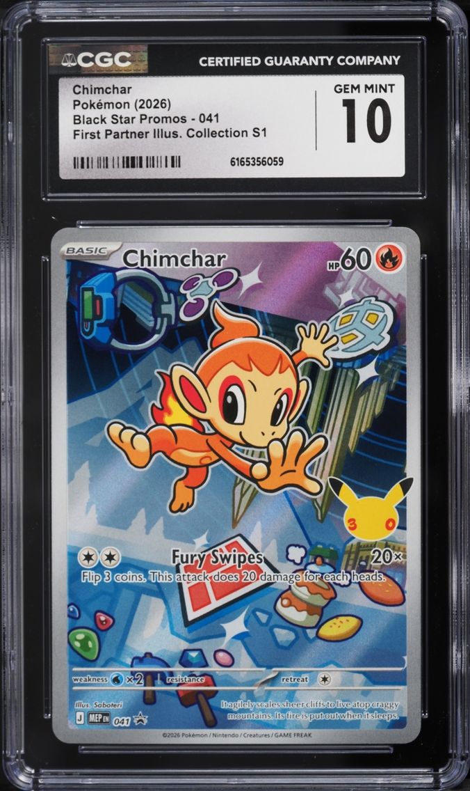 2026 Pokemon Mega Evolution Promo First Partner Illustration S1 Full Art Chimchar #41 CGC 10