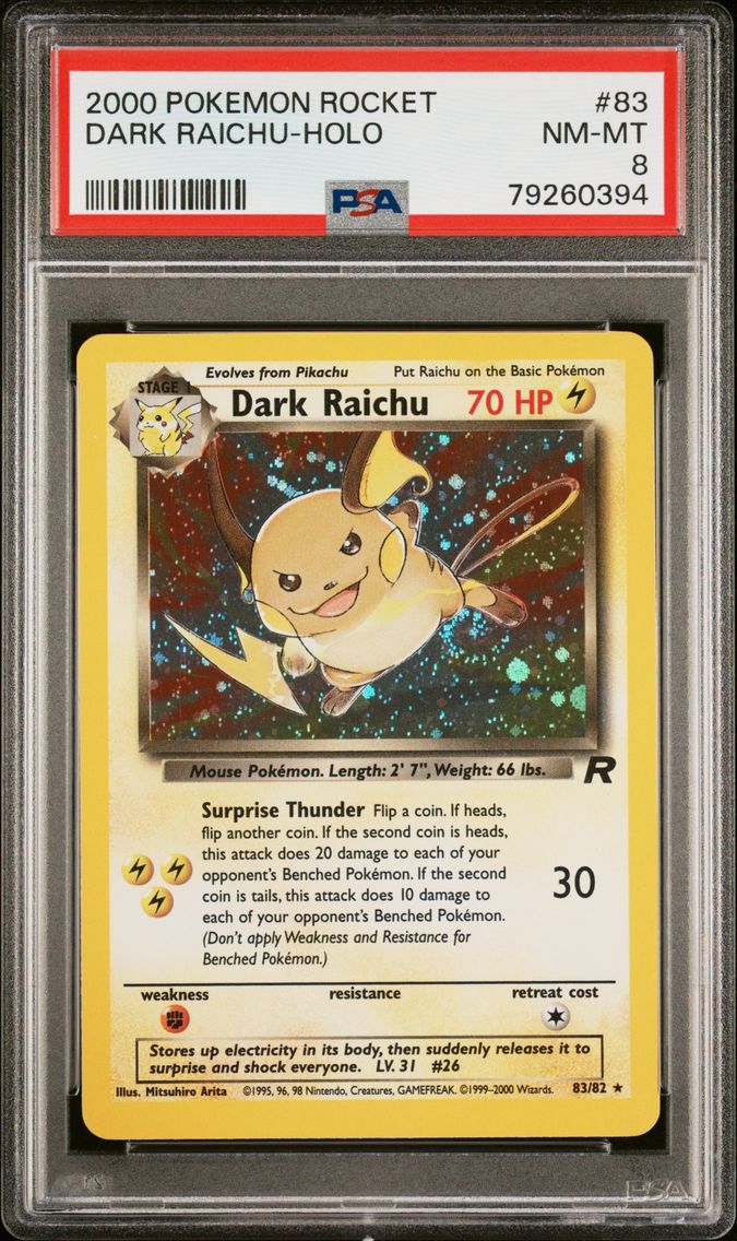 2000 #83 Dark Raichu-Holo PSA 8 Rocket