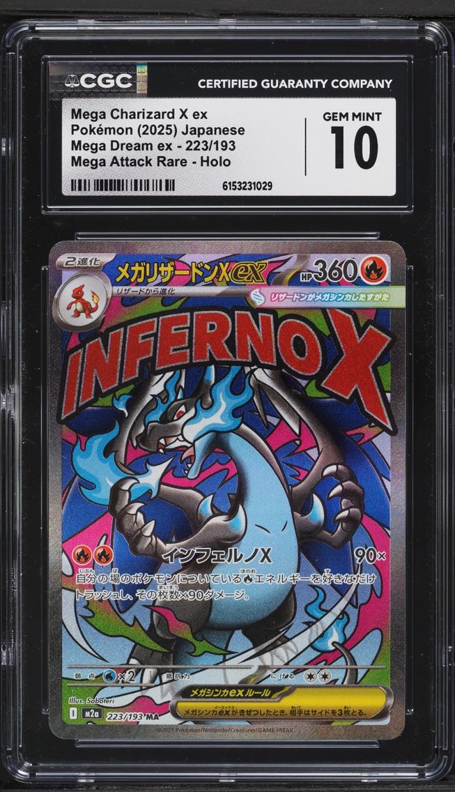2025 Pokemon Japanese Mega Dream Ex MA Mega Charizard X EX #223 CGC 10 GEM MINT