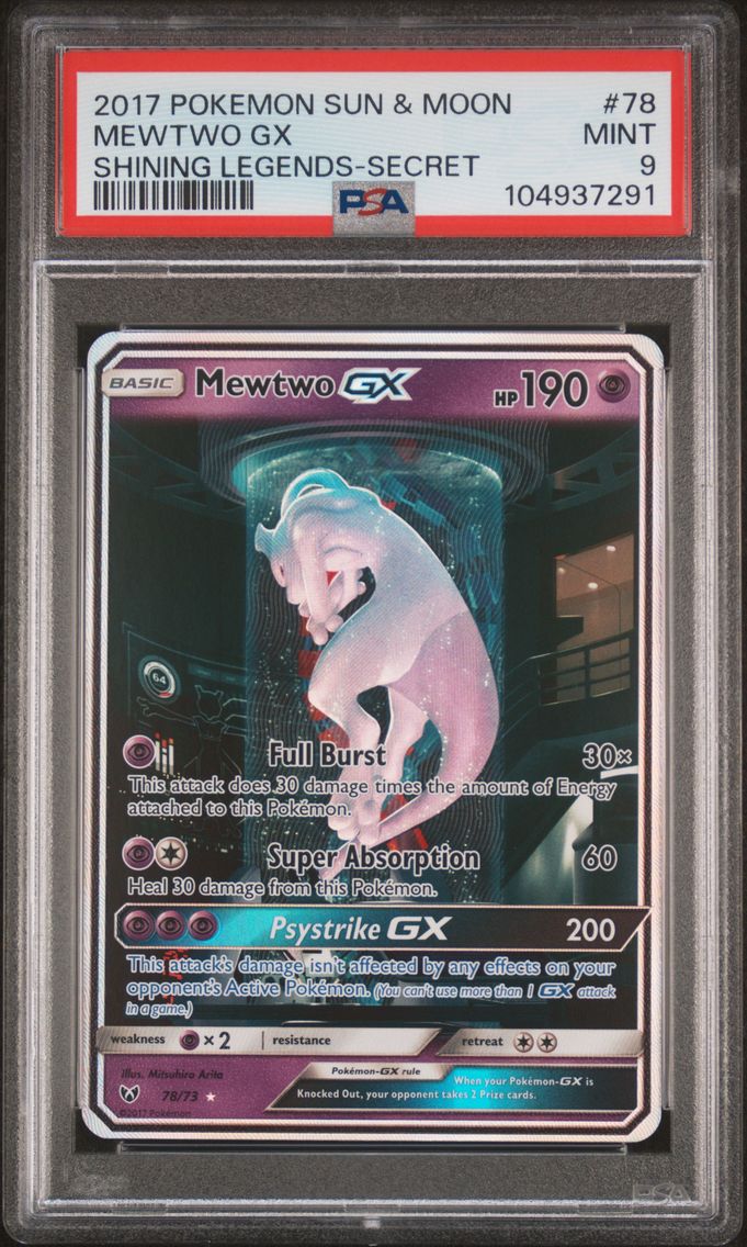 2017 #78 Mewtwo GX PSA 9 Sun & Moon Shining Legends
