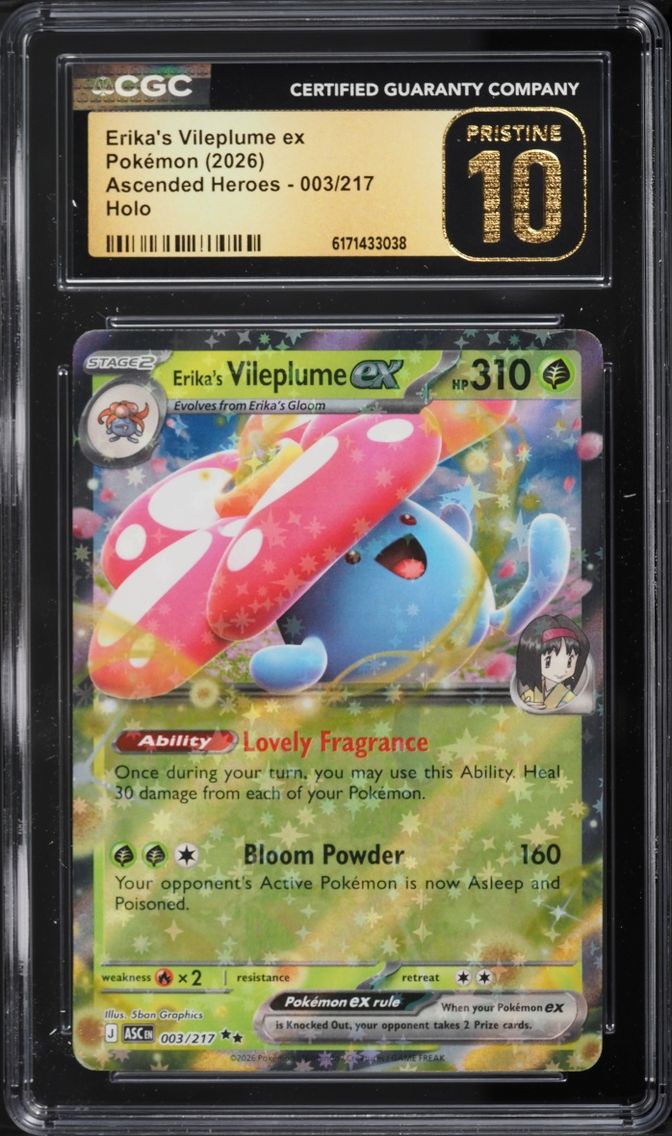 2026 Pokemon Mega Evolution Ascended Heroes Holo Erika's Vileplume Ex #3 CGC 10 PRISTINE