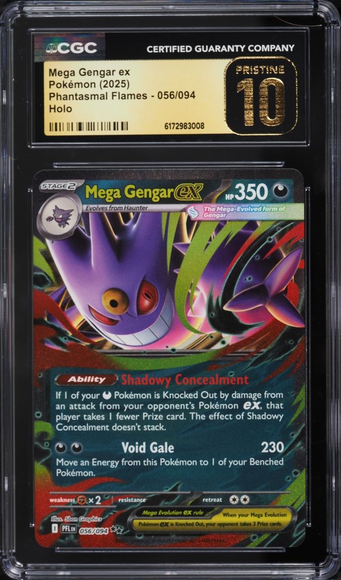 2025 Pokemon Mega Evolution Phantasmal Flames Holo Mega Gengar EX #56 CGC 10 PRISTINE