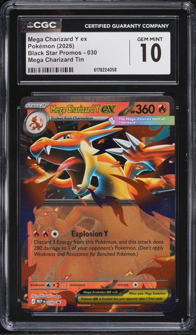 2026 Pokemon Mega Evolution Black Star Promo Tin Mega Charizard Y Ex #30 CGC 10 GEM MINT