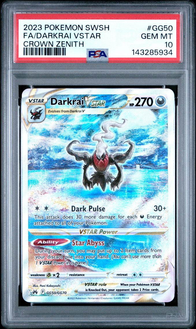 2023 #GG50 Full Art/Darkrai Vstar PSA 10 Sword and Shield Crown Zenith