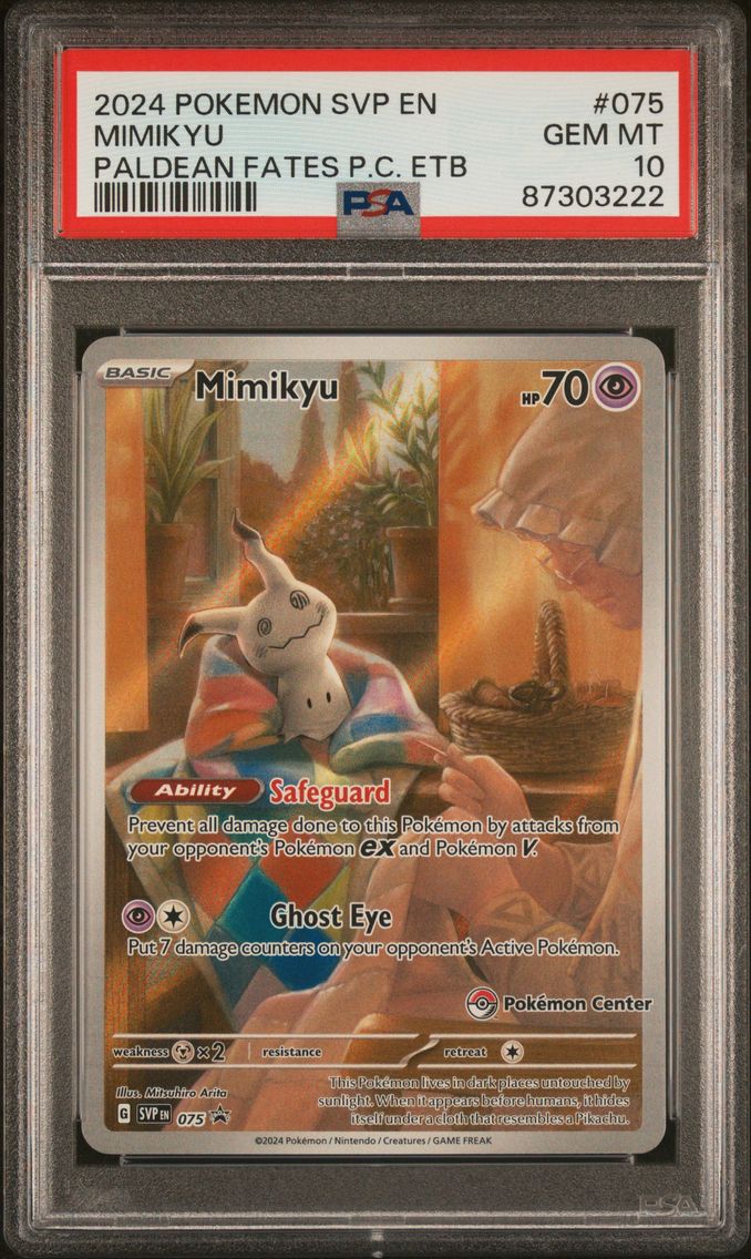 2024 #075 Mimikyu PSA 10 Svp EN-SV Pokemon Center Black Star Promo Pokemon