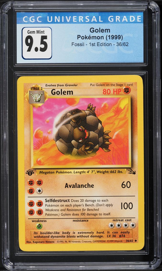 1999 #36 Golem 1st Edition CGC 10 Fossil Pokemon