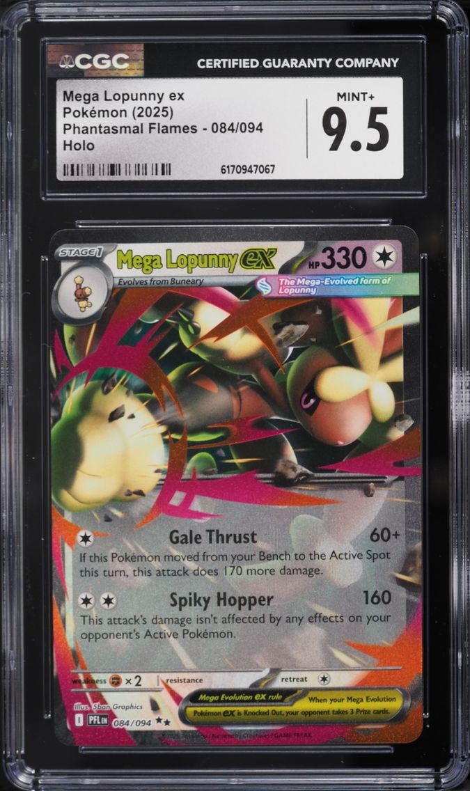 2025 Pokemon Mega Evolution Phantasmal Flames Holo Mega Lopunny Ex #84 CGC 9.5 MINT+