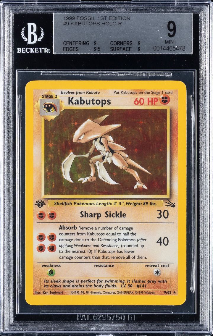 1999 #9 KABUTOPS-HOLO BGS 9 FOSSIL POKEMON