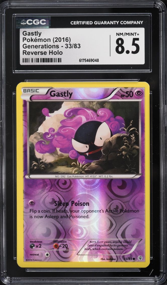 2016 Pokemon XY Generations Reverse Holo Gastly #33 CGC 8.5 NM-MT+