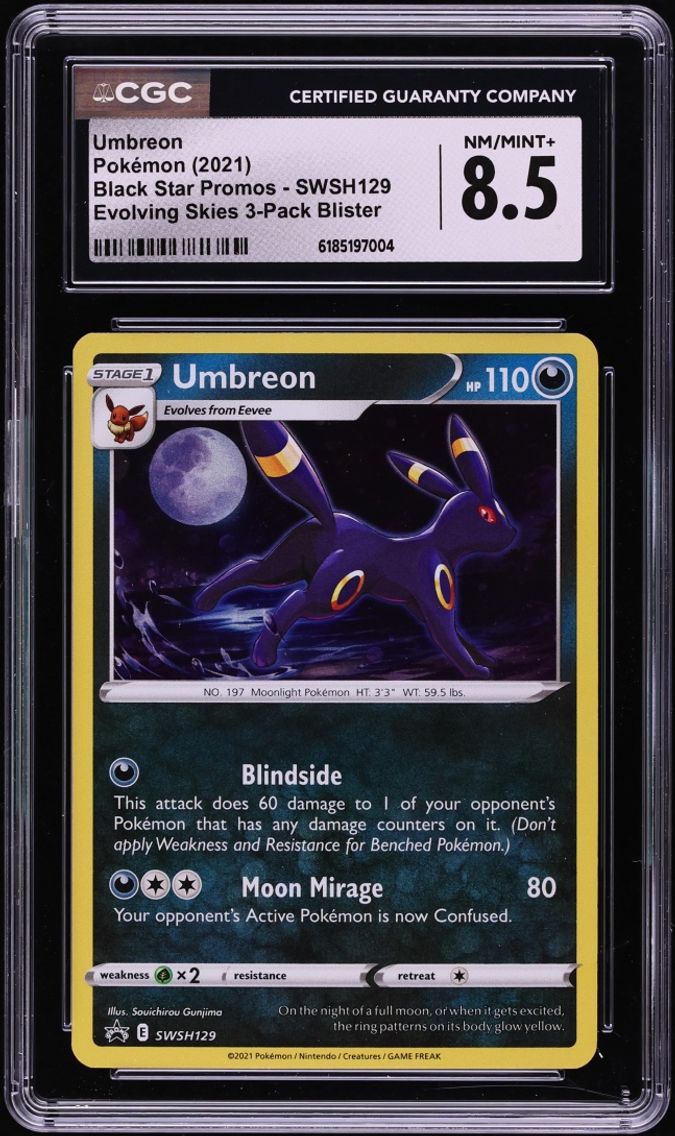 2021 #SWSH129 Umbreon CGC 8.5 Pokemon Sword & Shield Black Star Promo Evolving Skies