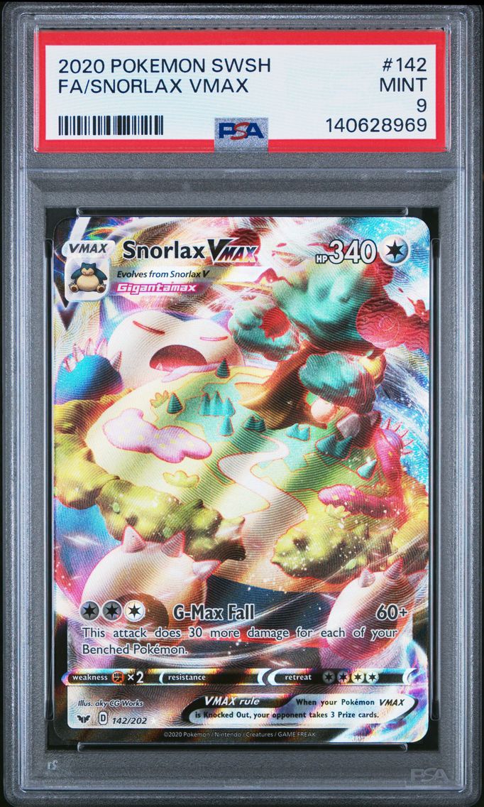 2020 #142 Full Art/Snorlax Vmax PSA 9 Sword & Shield Pokemon