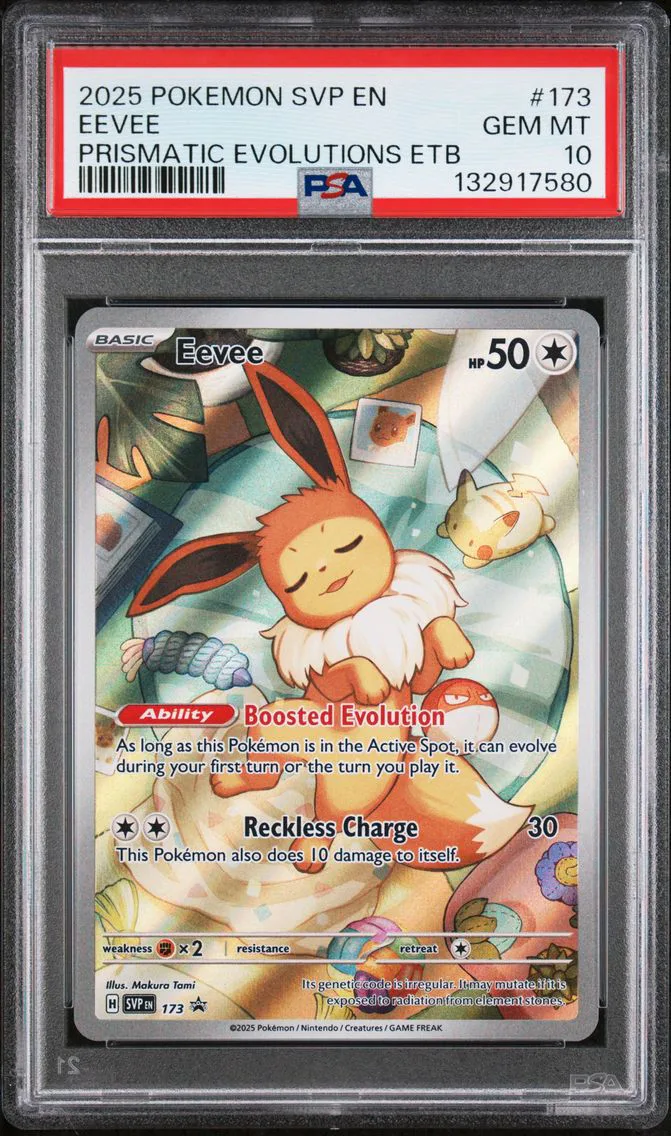 2025 #173 Eevee PSA 10 Prismatic Evolutions Elite Trainer Box Pokemon Svp EN-SV Black Star Promo Pokemon