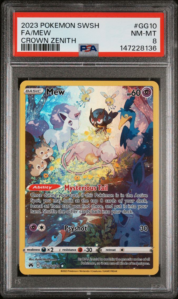2023 #GG10 Full Art/Mew PSA 8 Sword and Shield Crown Zenith Pokemon