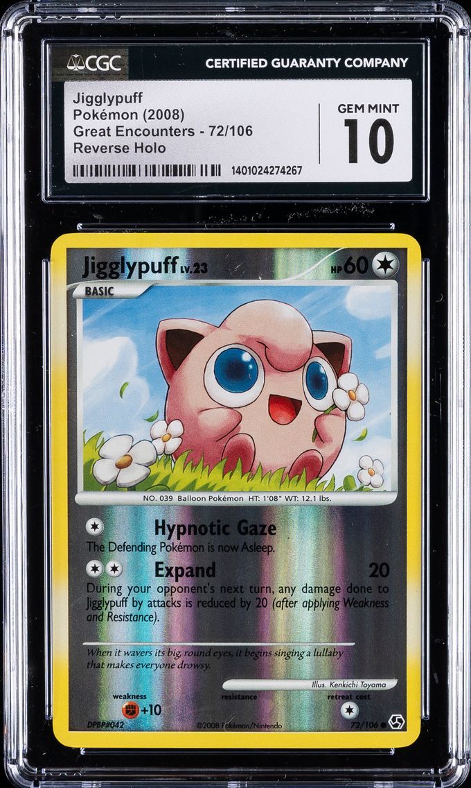 2008 #72 Jigglypuff CGC 10 Gem Mint Pokemon | Great Encounters, Reverse Holo