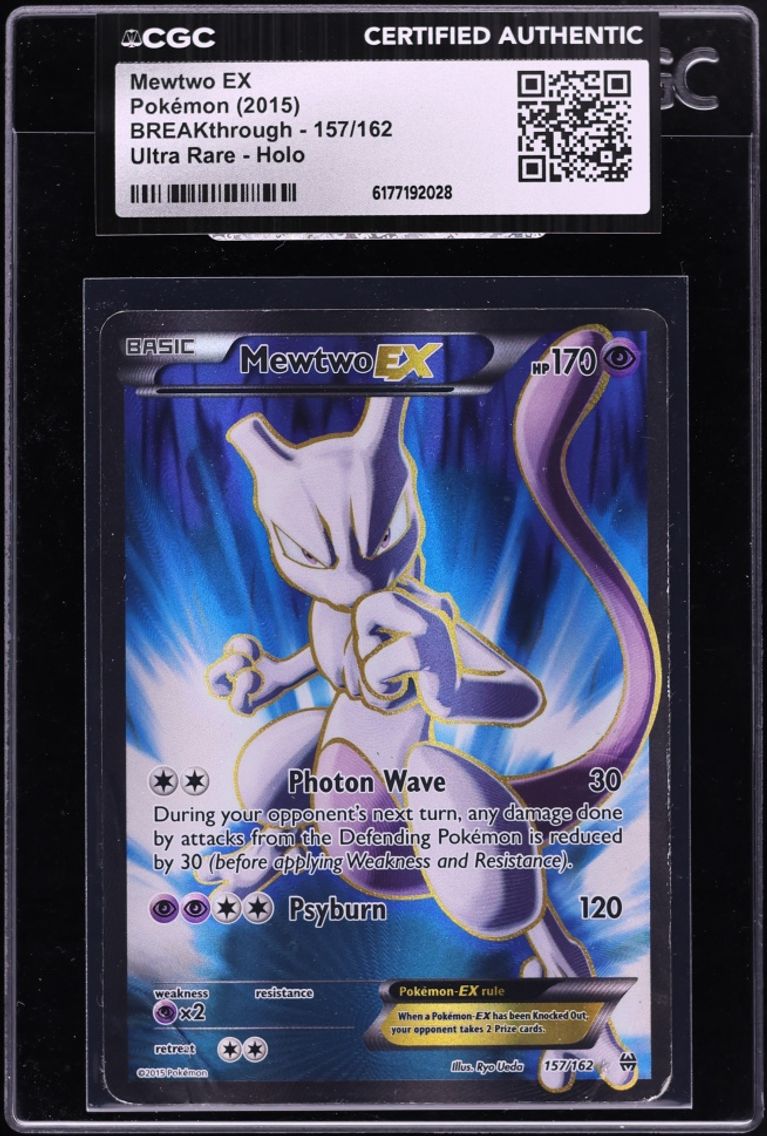 2015 Pokemon XY BREAKthrough Full Art Mewtwo EX #157 CGC AUTH