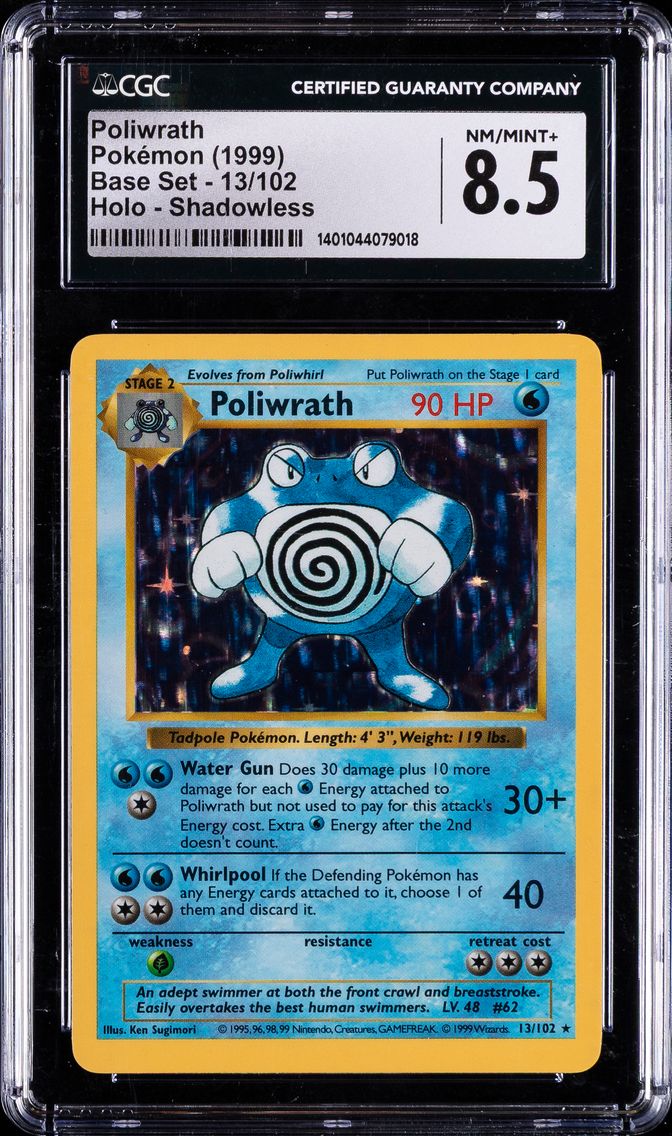 1999 #13 Poliwrath-Holo CGC 8.5 Game Pokemon
