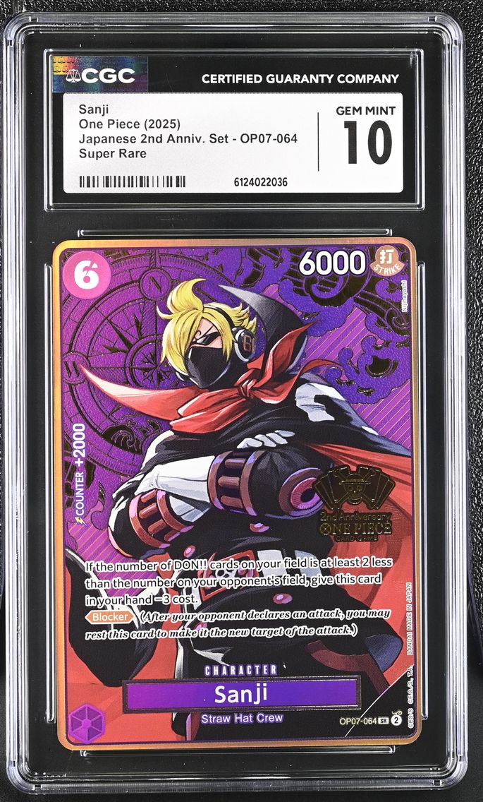 2025 #OP07-064 Sanji CGC 10 Japanese 2nd Anniversary Set - English