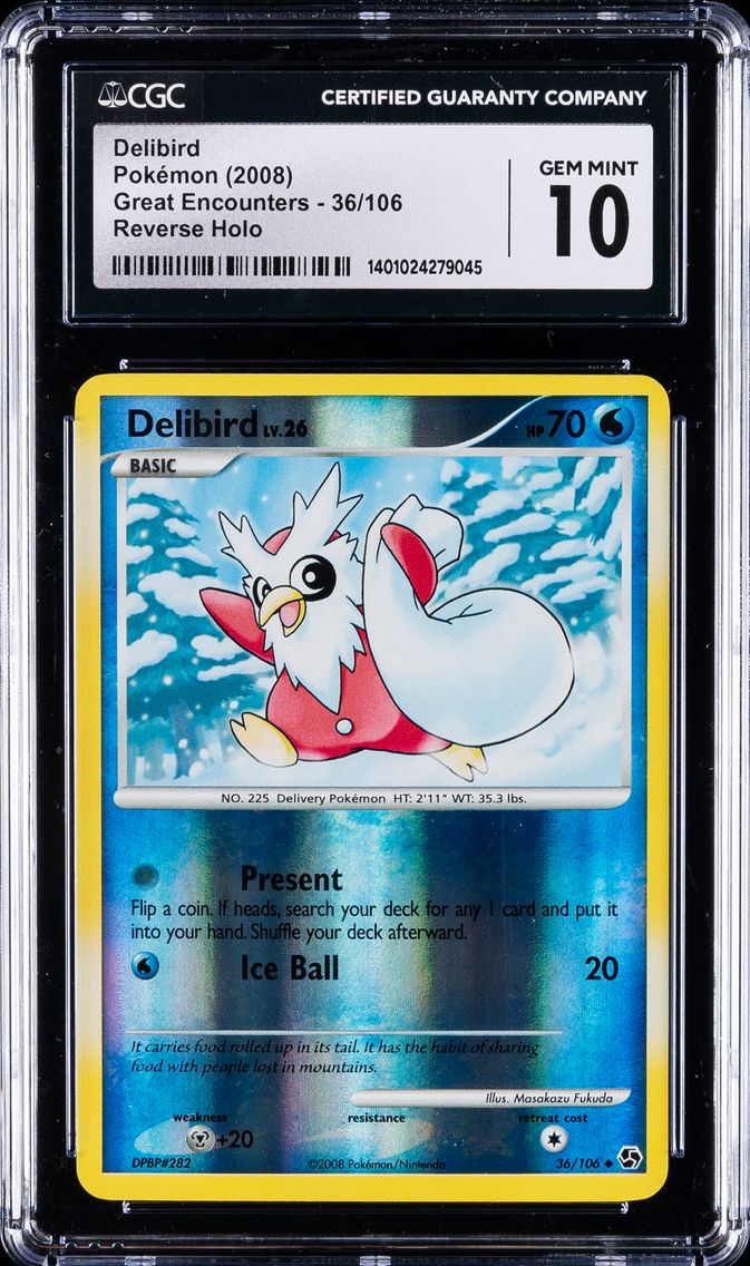2008 #36 Delibird CGC 10 Gem Mint Pokemon | Great Encounters, Reverse Holo
