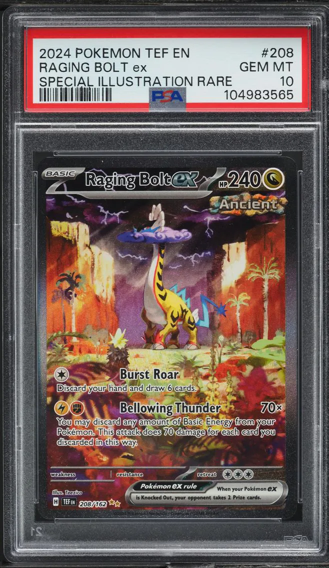 2024 #208 SV TEMPORAL FORCES SIR RAGING BOLT EX PSA 10 POKEMON