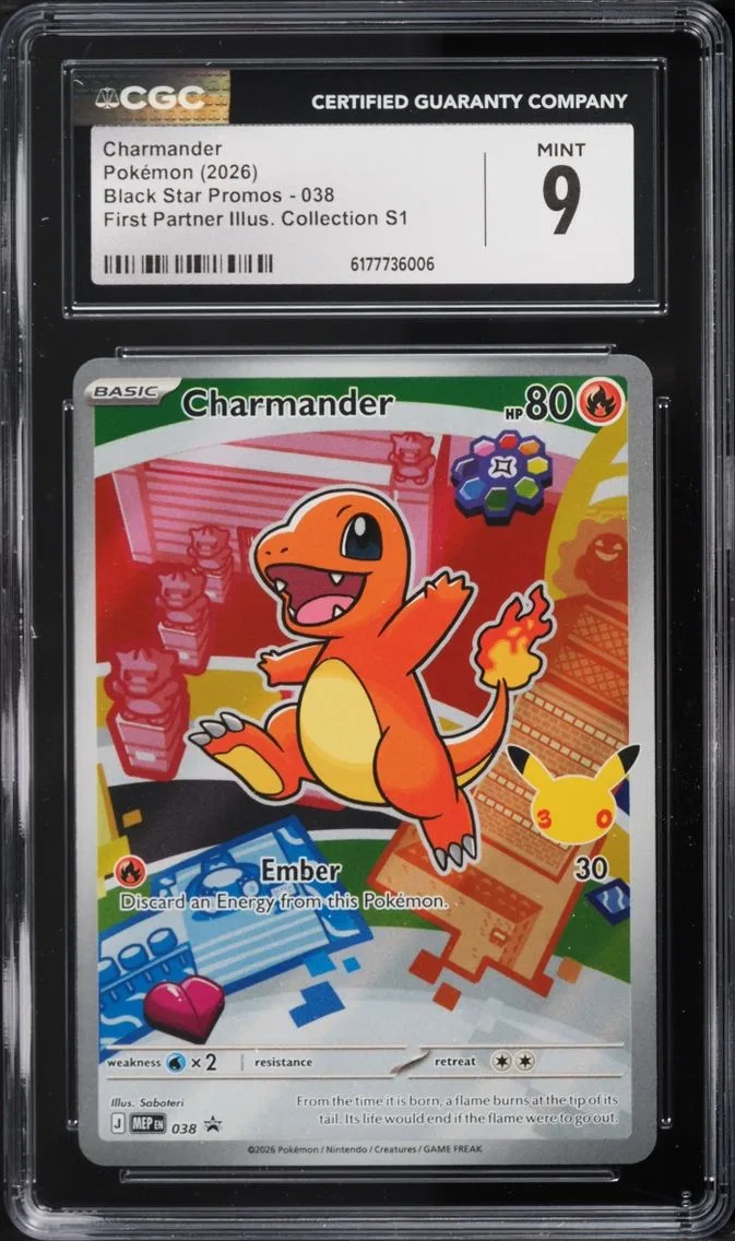 2026 Pokemon Mega Evolution Promo First Partner Illustration S1 Full Art Charmander #38 CGC 9