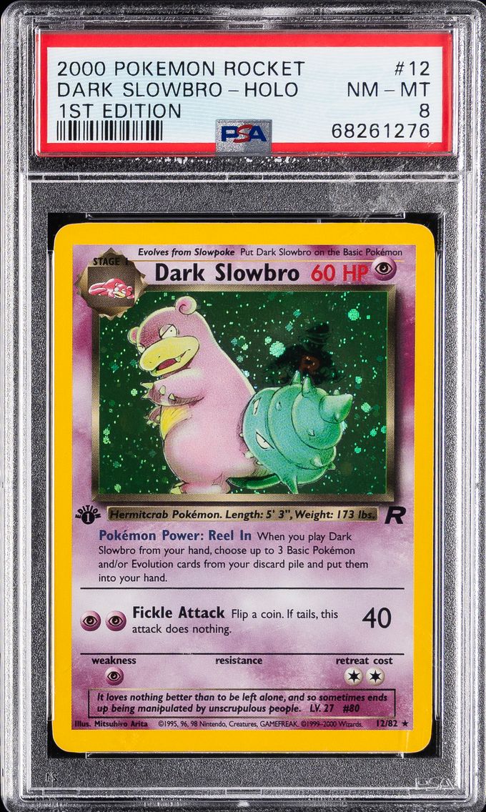 2000 #12 Dark Slowbro-Holo 1st Edition PSA 8 Rocket Pokemon