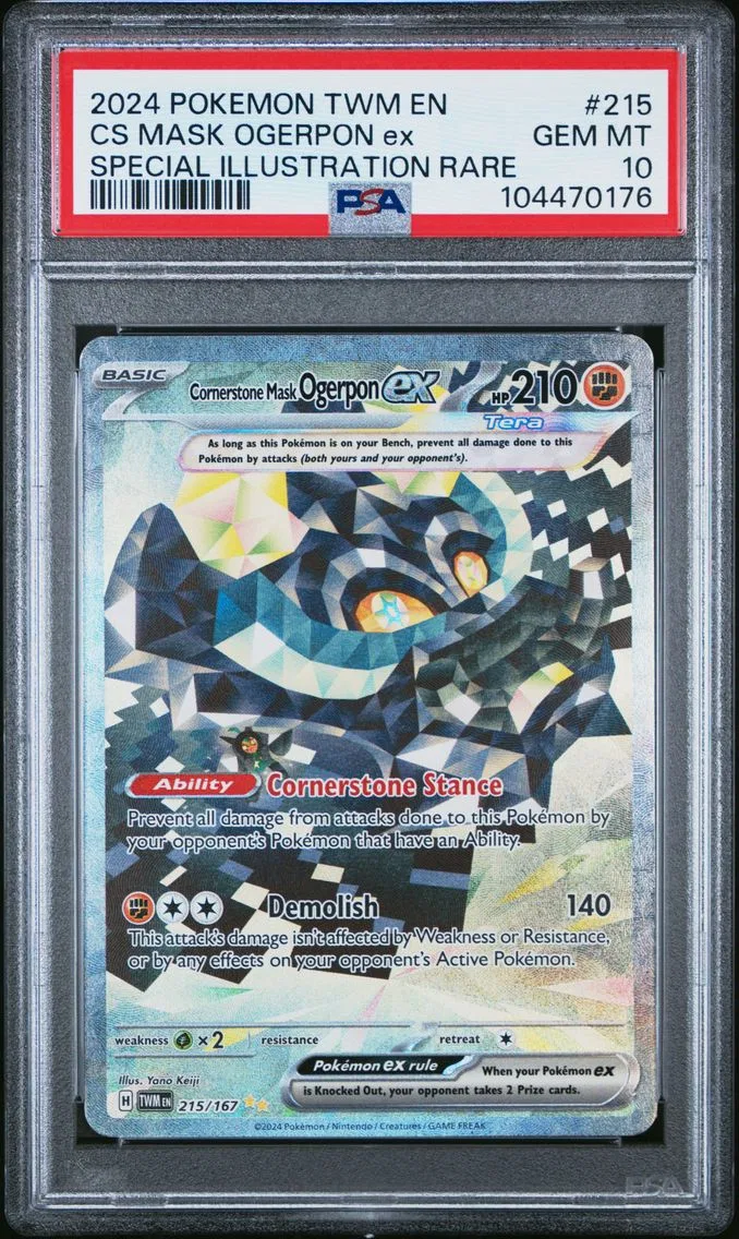 2024 #215 CORNERSTONE MASK OGERPON EX PSA 10 POKEMON TWM EN-TWILIGHT MASQUERADE | SPECIAL ILLUSTRATION RARE
