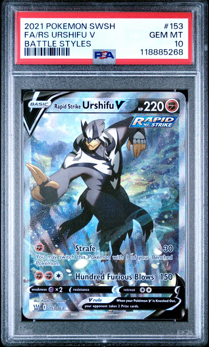 2021 #153 Full Art/Rapid Strike Urshifu V PSA 10 Sword & Shield Battle Styles