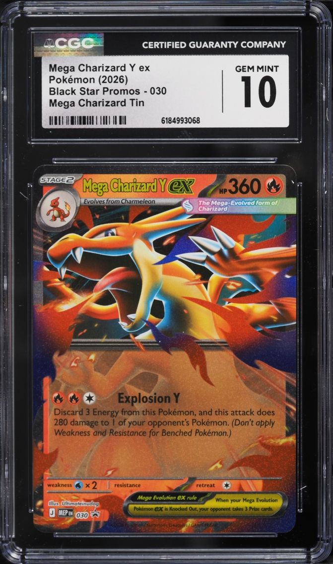 2026 #30 Mega Charizard Y ex CGC 10 Pokemon Mega Evolution Black Star Promo Tin