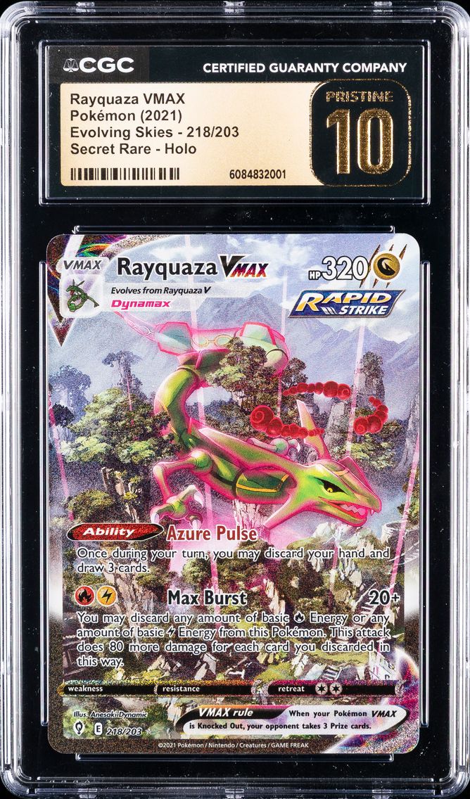 2021 #218 Full Art/Rayquaza Vmax CGC 10 Pristine Sword & Shield Evolving Skies Pokemon