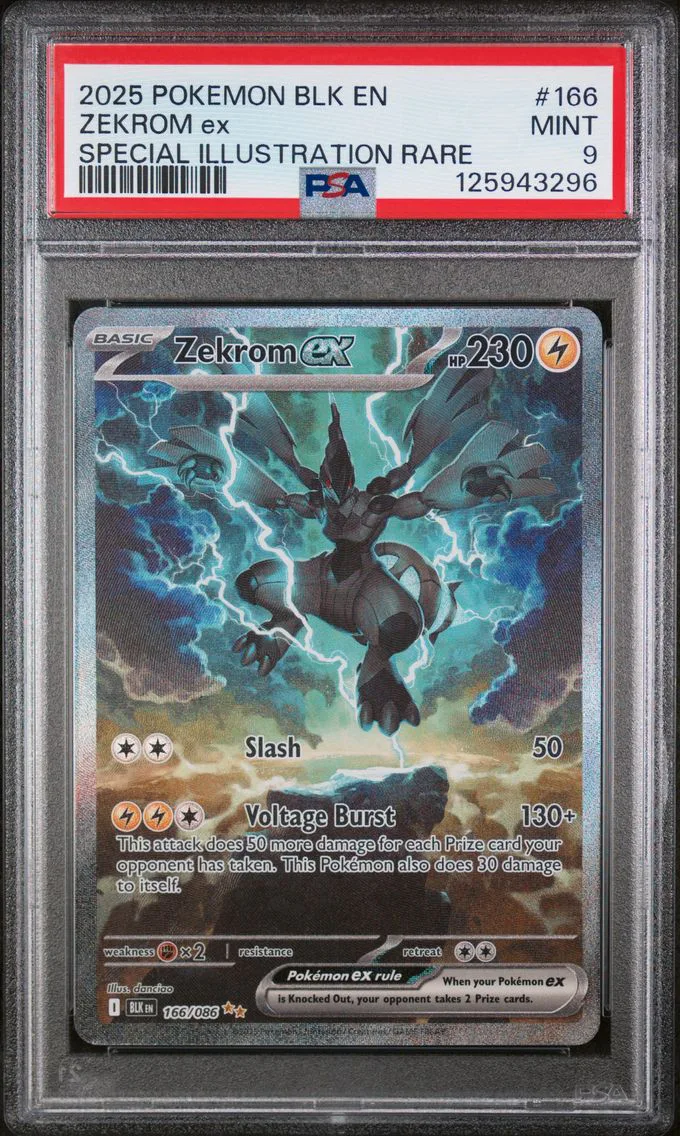 2025 #166 Zekrom EX PSA 9 Blk EN-Black Bolt
