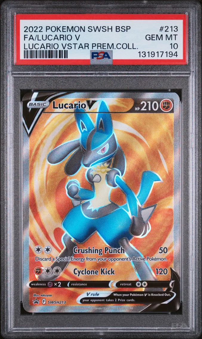 2022 #213 Full Art/Lucario V PSA 10 Swsh Black Star Promo Pokemon