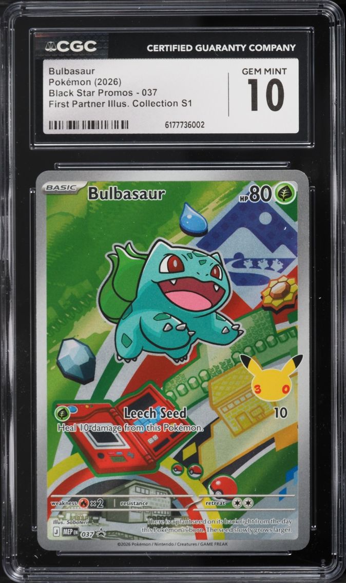 2026 Pokemon Mega Evolution Promo First Partner Illustration Full Art Bulbasaur #37 CGC 10 GEM