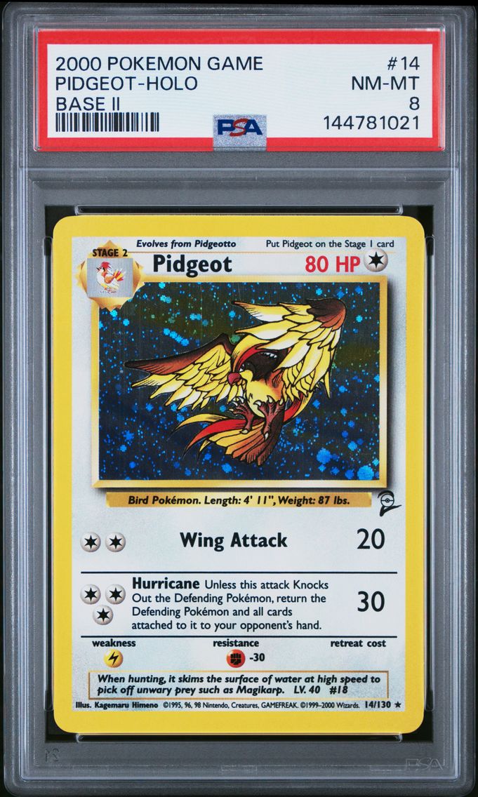 2000 #14 Pidgeot-Holo PSA 8 Game Base II
