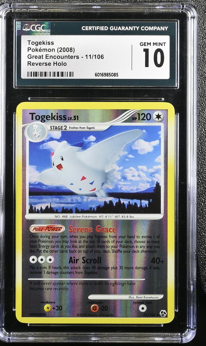 2008 #11 Togekiss Reverse Holo CGC 10 Great Encounters - English