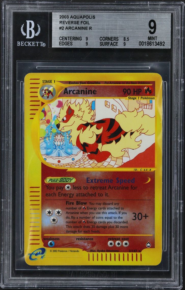 2003 #2 Arcanine R BGS 9 -e Aquapolis Reverse Foil
