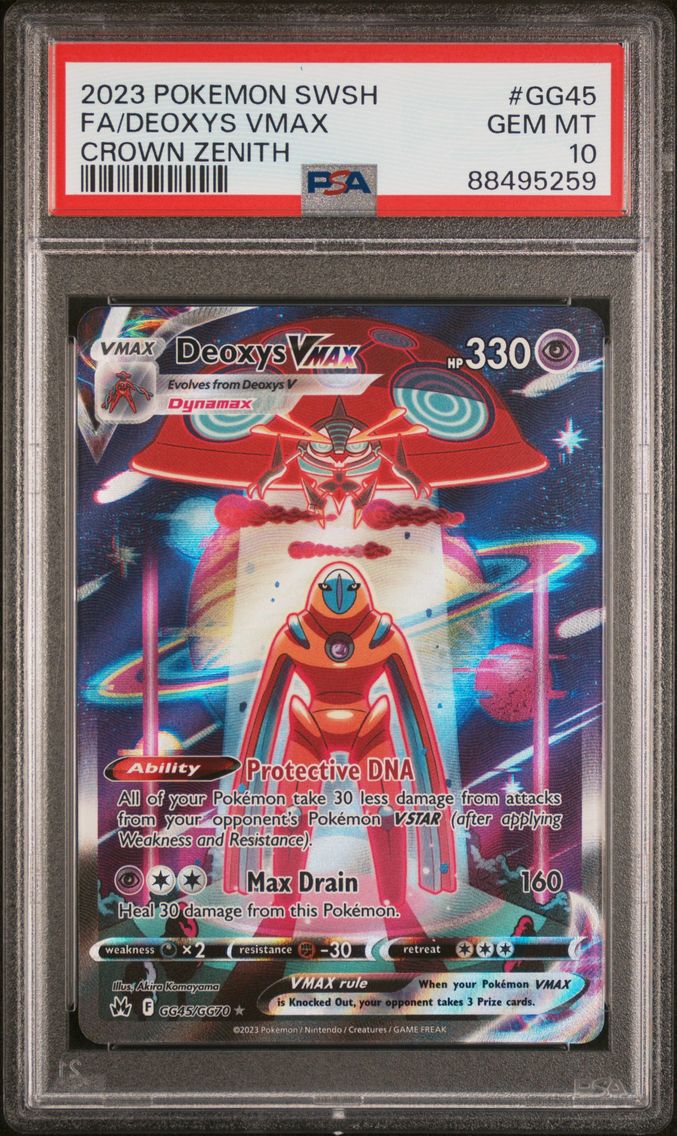 2023 #GG45 Full Art/Deoxys Vmax PSA 10 Sword and Shield Crown Zenith