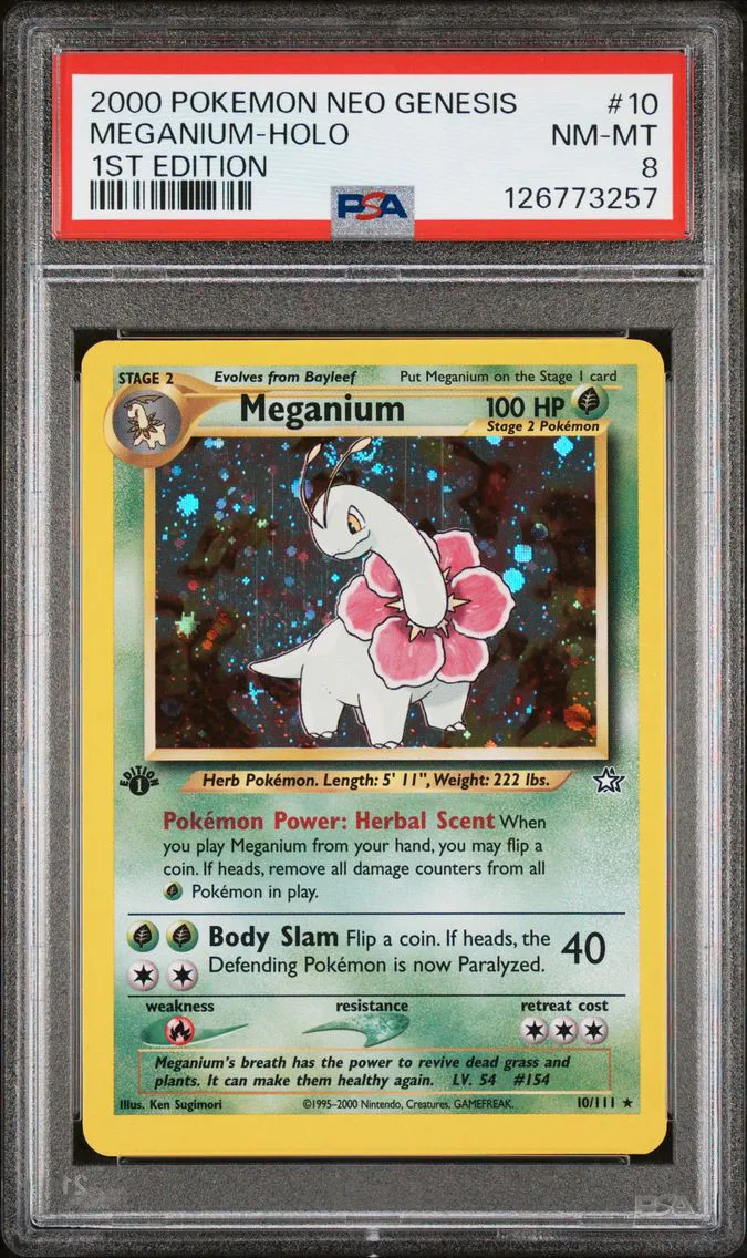 2000 #10 Meganium-Holo PSA 8 Neo Genesis 1st Edition