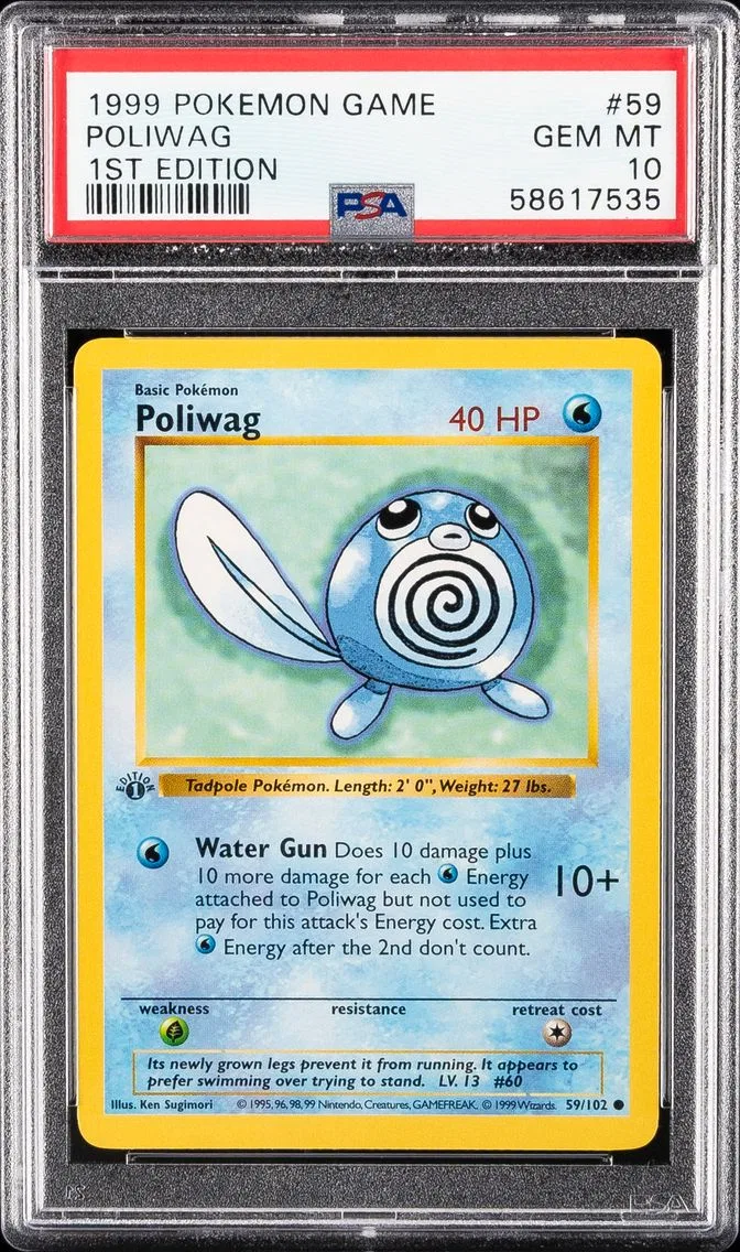 1999 #59 Poliwag 1st Edition PSA 10 Game Pokemon