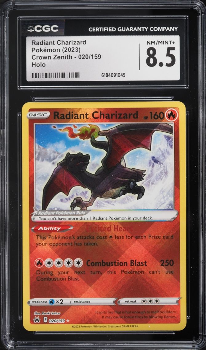 2023 #20 Radiant Charizard CGC 8.5 Pokemon Sword & Shield Crown Zenith Holo