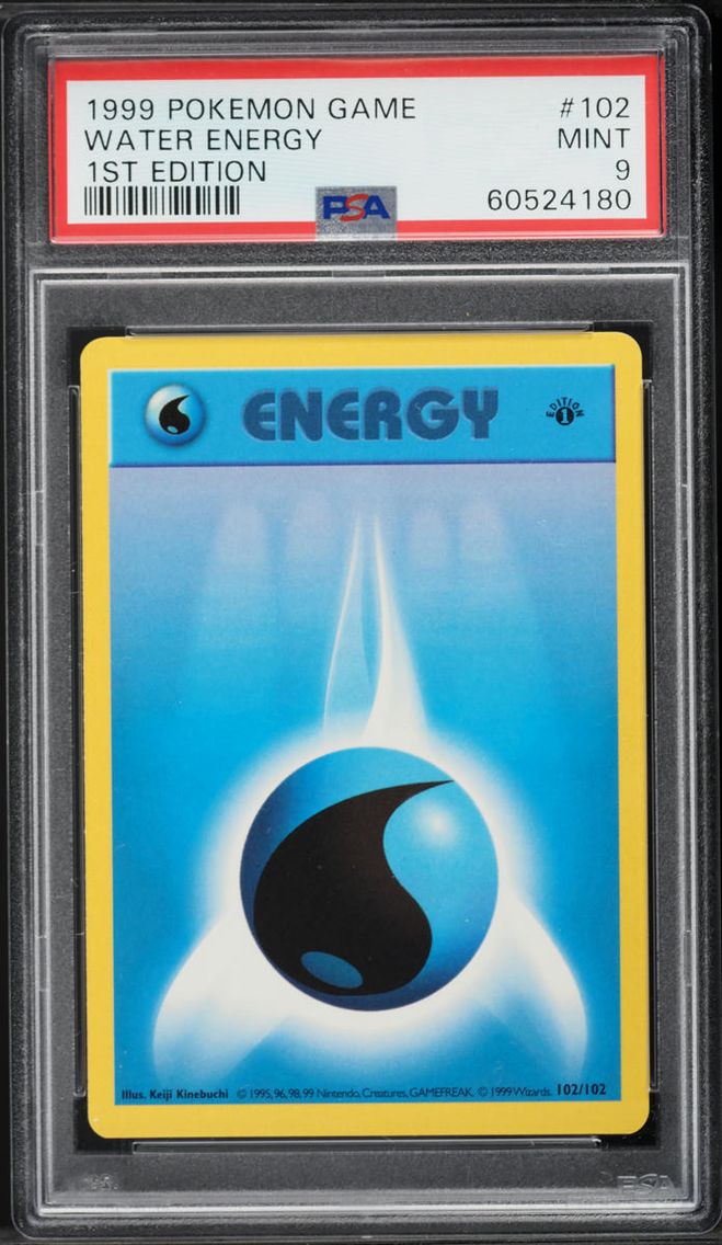 1999 #102 Water Energy PSA 9 Pokemon Base Set Shadowless 1st Edition