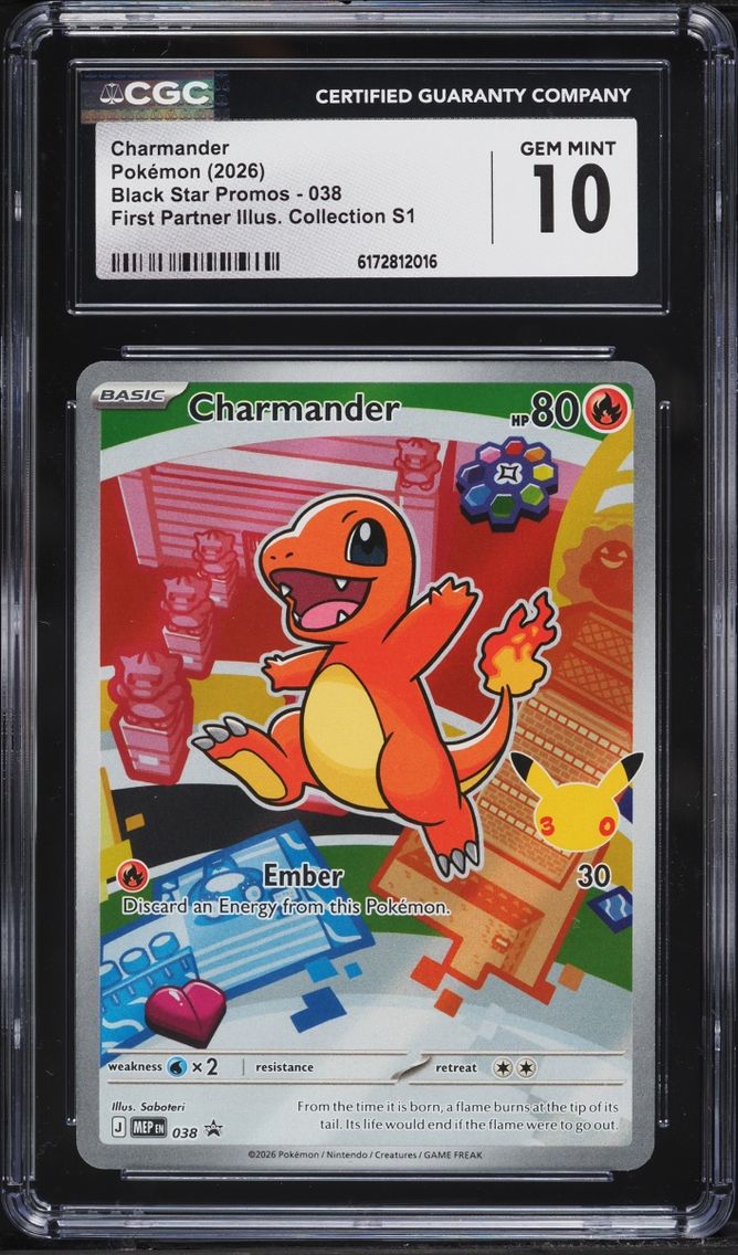 2026 Pokemon Mega Evolution Promo First Partner Illustration Full Art Charmander #38 CGC 10 GEM