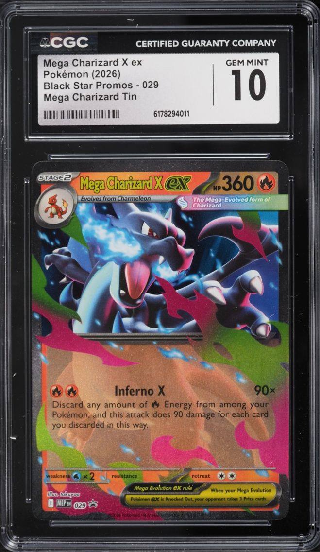 2026 Pokemon Mega Evolution Black Star Promo Tin Mega Charizard X EX #29 CGC 10 GEM MINT