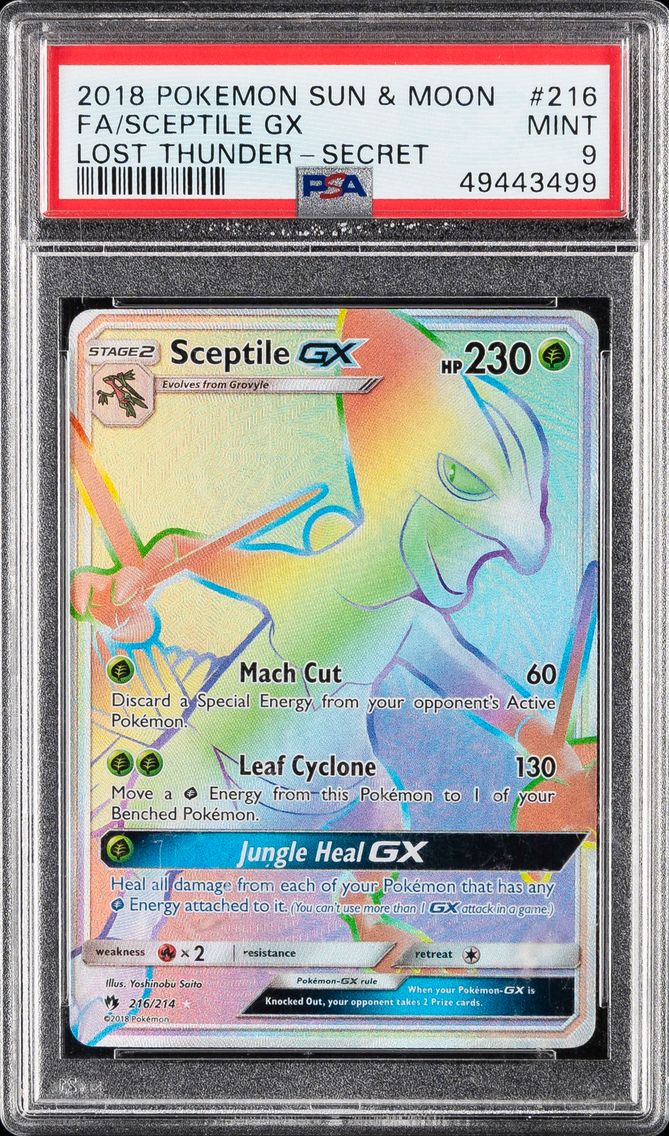 2018 #216 Full Art/Sceptile GX PSA 9 Sun & Moon Lost Thunder Pokemon