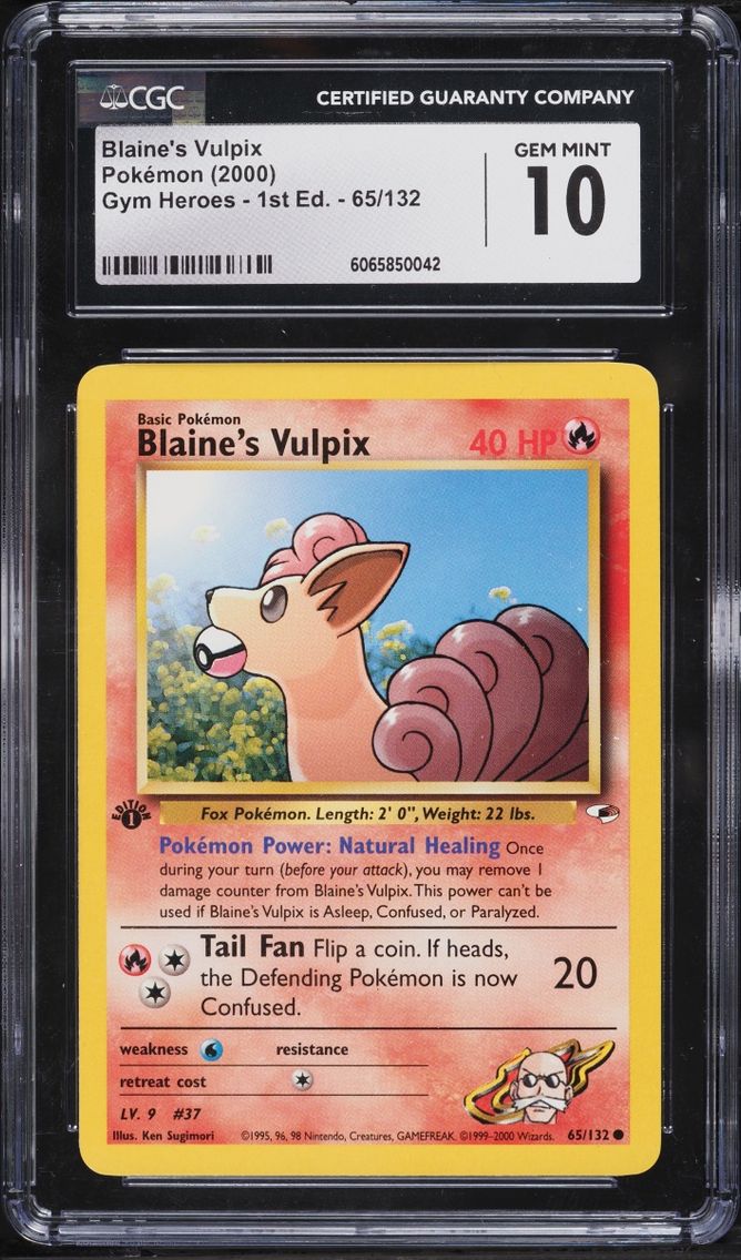 2000 Pokemon Gym Heroes 1st Edition Blaine's Vulpix #65 CGC 10 GEM MINT
