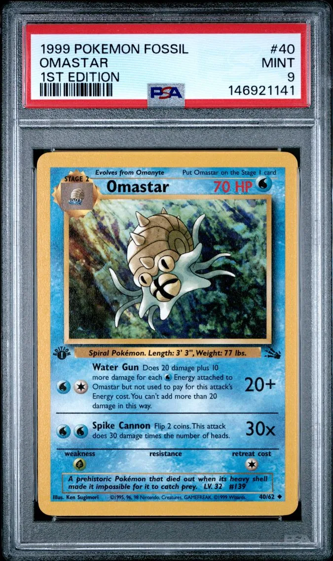 1999 #40 Omastar 1st Edition PSA 9 Fossil Pokemon