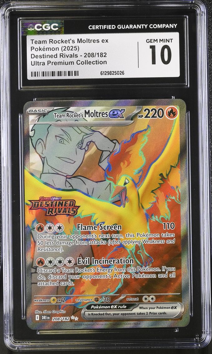 2025 #208 Team Rocket's Moltres ex CGC 10 Destined Rivals - DRI EN - English