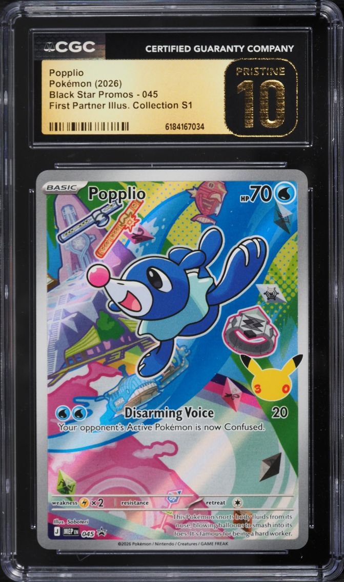2026 #45 Popplio CGC 10 Pokemon Mega Promo First Partner Illustration Full Art