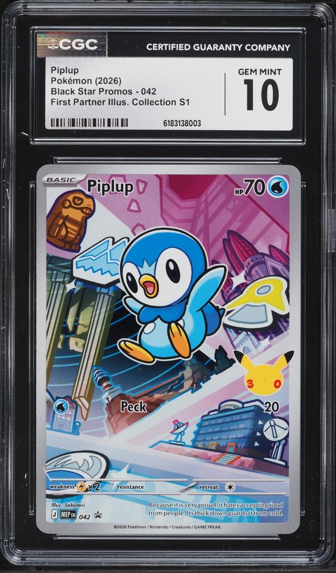 2026 #42 Piplup CGC 10 Pokemon Mega Evolution Promo First Partner Illustration Full Art