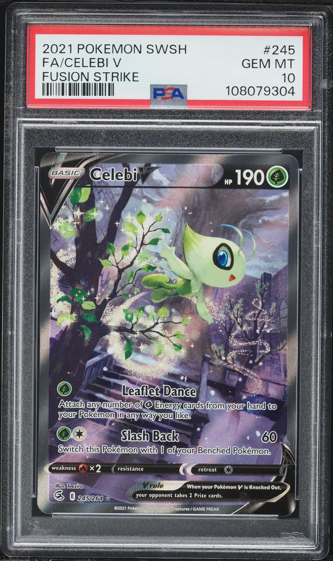 2021 #245 Full Art/Celebi V PSA 10 Sword & Shield Fusion Strike Pokemon