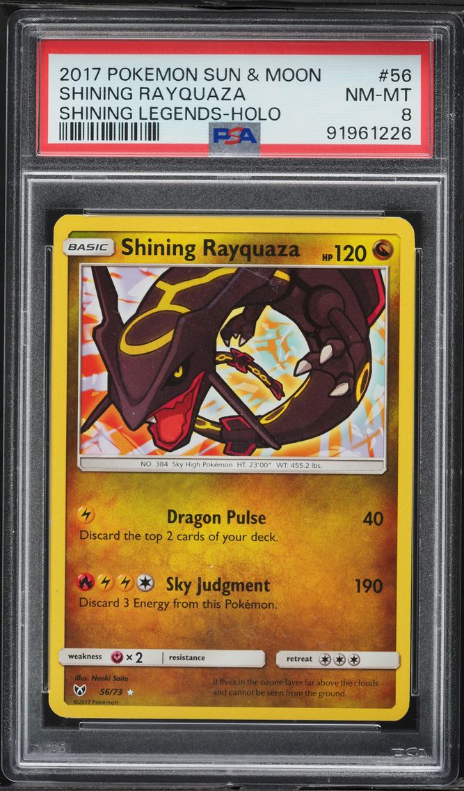 2017 #56 Shining Rayquaza-Holo PSA 8 Sun & Moon Shining Legends Pokemon